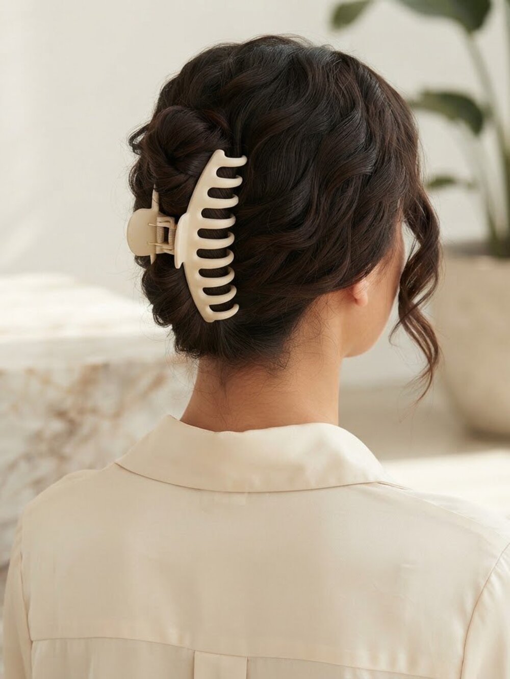 Matte Beige Hair Claw Clip Large Neutral Minimalist Accessory